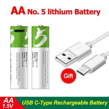 1.5 V AA 2600 mWh Vysoká kapacita USB nabíjateľné li-ion batérie pre diaľkové ovládanie myši malý ventilátor Elektrická hračka na batérie + Kábel