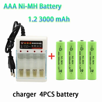 100% Originálne AAA 3000mAh batérie NI-MH 1.2 V AAA batérie pre hodinky, myši, počítač, hračky tak, nabíjačka