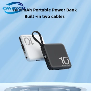 10000mAh Mini Power Bank Rýchlo Nabíjačka Prenosné Dobíjacie Externé Batérie Vstavaný Kábel pre iPhone 14 13 12 Samsung Xiao
