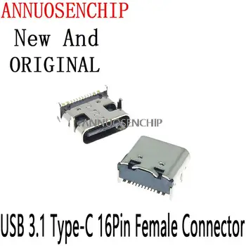 10PCS Nové a Originálne SMT Pre Mobilný Telefón Nabíjací Port Nabíjanie Zásuvky Ťažného Nohy Konektor USB 3.1 Typ-C 16Pin Samica Konektor 