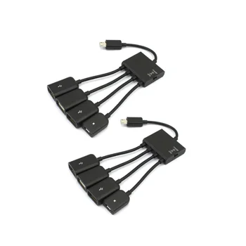 2 ks 4 Port Micro-USB OTG Hub Konektor Kábla Spliter Adaptér pre Android Tablet PC Power Nabíjania