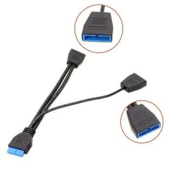 20 CM USB 19-Pin Hlavičky Predlžovací Kábel 1 až 2 Dvojlôžkové Porty Odolné na základnej Doske Počítača USB Rozbočovač PCIE Pin Dropshipping