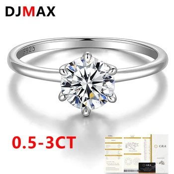 2023 DJMAX 0.5-3ct D Farba Moissanite snubný Prsteň Pre Ženy Najvyššej Kvality 18K Biele Zlato 925 Sterling Silver Lady Diamond Ring