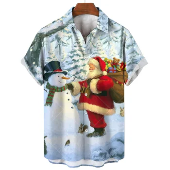 2023 pánske Košele Harajuku Topy Krátke Vianočné Grafické Tlač Tee Leto Klope Módne Havajské Košele Dovolenku Nadrozmerné Oblečenie