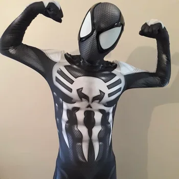 2099 Čierny Kostým Spandex 3D Vytlačené Čierne 2099 Symbiote Kostým Na Halloween Cosplay Fullbody Zentai Oblek pre Dospelých & kids