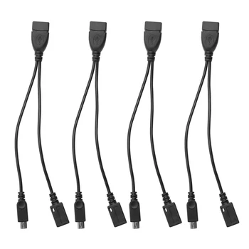 4-Pack Mini OTG Kábel, Adaptér,2-V-1 Napájaný konektor Micro-USB Adaptéra USB(OTG Kábel + Napájací Kábel) pre Streaming Palice Atď.