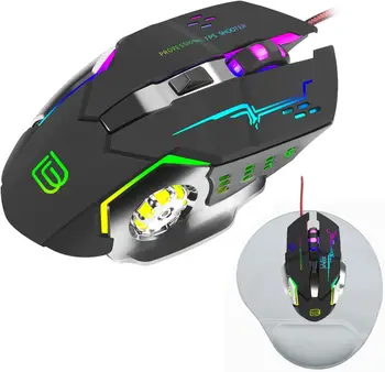 5 Ks Wired Mouse,Svetelný Mechanické Myš s LED Svetla | Pohodlný Ergonomický Programovanie Myši pre Stolné PC, Notebook, Hráč