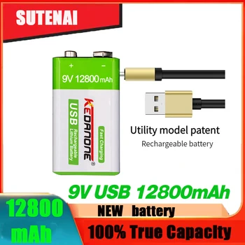 9V Batériou, 12800mAh 6F22 Micro USB 9v Li-ion Lithium Batérie pre Multimeter Mikrofón Hračka na Diaľkové Ovládanie KTV