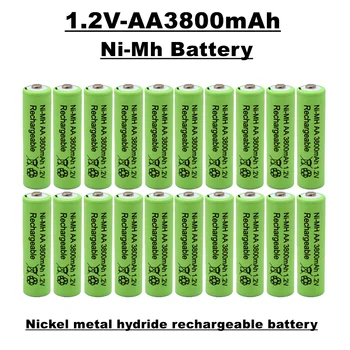 AA nabíjateľné batérie, 1.2 V 3800 MAH, nikel-metal-hydridové batérie, vhodný pre diaľkové ovládanie, hračky, hodiny, rádiá, atď