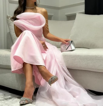 AsaNagi Baby Pink Nové Večerné Šaty Off Plece Podlaha-Dĺžka Korálky Ženy Elegantné Party Šaty 2023 vestido de noche