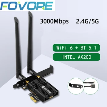 Bezdrôtové 3000M PCIe Dual Band 2.4/5G Wifi Adaptér Intel AX200 Wi-Fi 6 Bluetooth 5.1 802.11 ac/ax Siete Wifi Karta pre Stolné PC