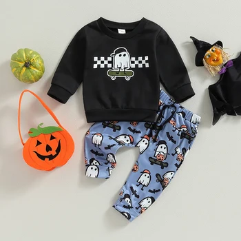 Citgeett Jeseň Halloween Dieťa Baby Chlapci, Dievčatá Oblečenie Karikatúra Tlače Dlhý Rukáv Mikina Topy, Nohavice Nastaviť Jeseň Oblečenie