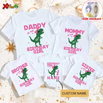 Dinosaurov Narodeniny T Shirt Rodiny Zodpovedajúce Oblečenie Osobné Meno Chlapca Tričko Party Oblečenie Oblečenie Dať Preč, detské Nálepky
