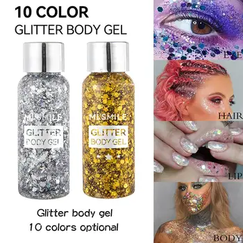 DIY Glitter Gel Na Oči, Vlasy, Telo, Tvár Leskom Diamantov Flitrami Gel Cream Blikajúce Nail Art Nálepky Strany Festival make-up Q9V1