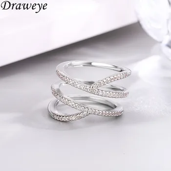 Draweye Nádherné Rehinestone Prstene pre Ženy Geometrické Duté Z kórejskej Módne Šperky Elegantné Jednoduché Anillos Mujer