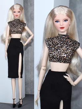 Dámske Oblečenie set / leopard top + čierna split sukne / 30 cm bábiku šaty, oblek módne oblečenie Pre 1/6 Xinyi FR ST Bábika Barbie