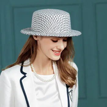 EE 5110 jeseň a v zime nový Britský top hat bežné jednoduché široký okraj klobúka teplé zimné klobúk žena