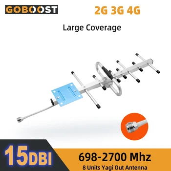 GOBOOST 8 Yagi Vonkajšia anténa 3g, 4g Vonkajšia Anténa 698-2700 Mhz Pre Mobilný Mobilný Telefón Booster Zosilňovač GSM Repeater UMTS LTE