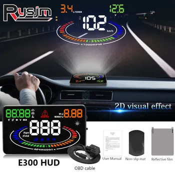 HD 5.5 palcový E300 Auto HUD Head Up Display Auto Projektor Auto OBD II na Rýchlosti Alarm Odraz OBD2 Rozhranie s 2D Vízia
