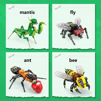Hmyzu 3D Model Budovy Blokov Hračky včiel medonosných Dragonfly Mravce Lietať Lienka slimák DIY Tvorivé Tehla Vzdelávacie Hračky pre Deti Darček