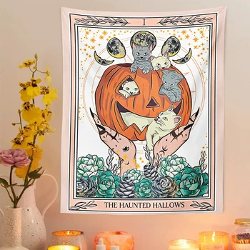Huby Gobelín Tarot Stene Visí Vintage Mačka Psychedelic Magic Mushroom Halloween Hippie Nástenné Koberce Koľaji Dekor Boho Domov