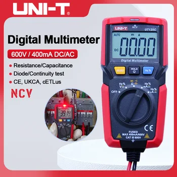 JEDNOTKA UT125C Mini Digitálny Multimeter AC DC Teplota Tester Rezistor, Kondenzátor Frekvencia Dióda NCV Test Nízkeho Napätia Displej