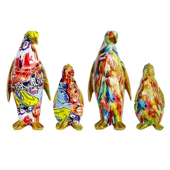 Kreatívne Penguin Socha, Dekoračné Figúrky Živice Plavidlá Socha Maľované na Stôl, Policu Strany Kuchyňa Obývacia Izba