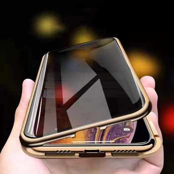 Kryt Pre iPhone 15 14 13 12 11 Pro Max XR XS X 8 7 ochrana Osobných údajov Prípade Obojstranný Magnetický Adsorpcie Tvrdené Sklo Anti-Spy Shell