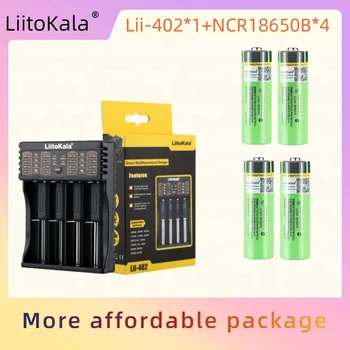 LiitoKala Lii-402 USB 18650/26650 Inteligentná Nabíjačka + 4pcs NCR18650B 3,7 v 3400mah 18650 Lítiové Dobíjacie Batérie Pre Baterku