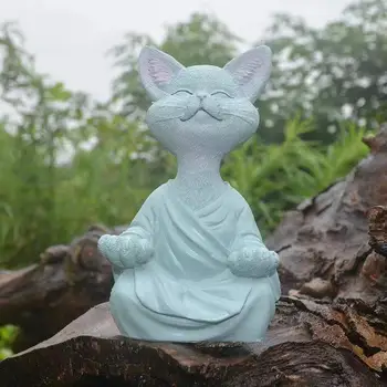 Meditácia, Mačka Záhradná Dekorácia, Zvieracie Plastiky, Živice Remeslá, Domáce Dekorácie