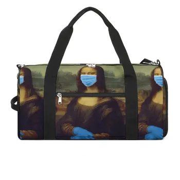 Mona Lisa Športové Tašky s Vintage Topánky Telocvični Taška Oxford Pár Vlastné Kabelka Školenia Roztomilý Fitness Bag
