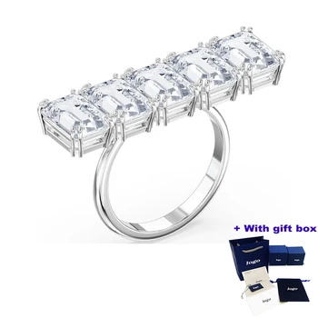 Módne a očarujúce obdĺžnikový diamantový prsteň je vhodný pre krásne ženy nosiť, zvýšenie elegantný a ušľachtilý temperame