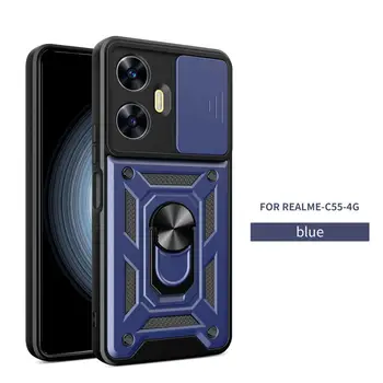 Na Realme C55 4G Slide Fotoaparát Brnenie Telefón Prípade Realme C35 Capa Magnetický Krúžok Držiak na Realme C33/Realme C30 C31/Realme C21y