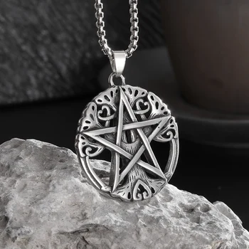 Nordic Vintage Dutý Strom Života Magic Pentagram Nehrdzavejúcej Ocele s Príveskom, Náhrdelník Muži Ženy Nadprirodzené Amulet Šperky
