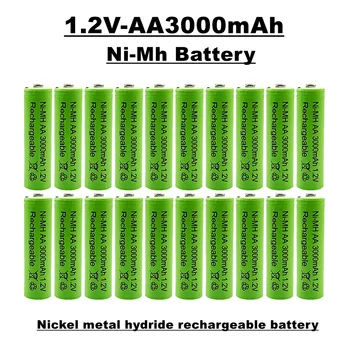 Nové AA nabíjateľné batérie, 1.2V3000MAH, nikel-metal-hydridové batérie, vhodný pre diaľkové ovládanie, hračky, hodiny, rádiá, atď