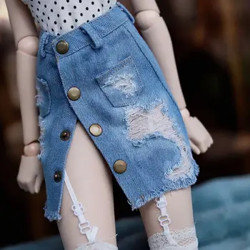 Nové BJD bábiky oblečenie 1/4 1/3 roztrhlo denim sukne DD MSD módne hip sukne čipky podväzkové pančuchy bábika príslušenstvo