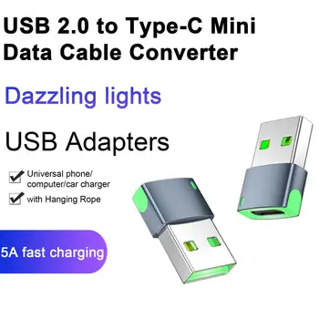 Prenos dát Adaptér Chladné Svetlo Rýchle Nabíjanie High Speed USB 2.0 Typu C Konektor pre Adaptér Port Mobilné telefóny, Príslušenstvo