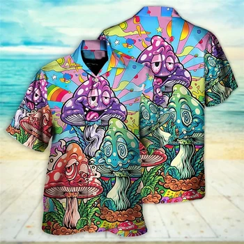 Pánske Tričko Húb 3D Tlač Módne Havajské Košele Bežné Pláži Blúzky Streetwear Hip-Hop Nadrozmerné pánske Tričko Muž Oblečenie