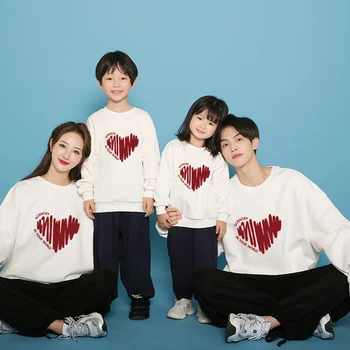 Rodina Zodpovedajúce Oblečenie Láska Srdca Tlače Mikiny Svetre Pre Rodičov A Deti 500g Vysoko Kvalitnej Bavlny s Dlhým Rukávom Pulóver