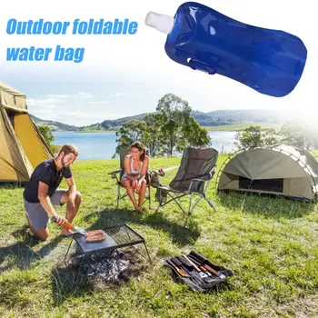 Skladacia Fľaša na Vodu 480ml BPA Free Opakovane Vody Puzdro, Turistiku, Camping Cestovné Športové Skladacie Vody Taška Prenosná nepriepustných