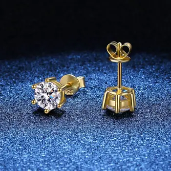 Skutočné D Farba VVS Moissanite Stud Náušnice Mincový Striebro 2CT Diamond Svadobné Náušnice Žlté Zlato 14K Šperky, Náušnice Ženy
