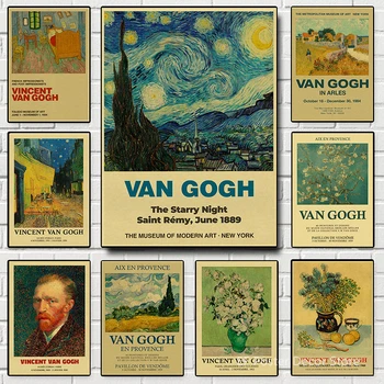 Slávny Olejomaľba Zber Plagát Van Gogh Funguje Vytlačí Vintage Domov Izba Spálňa Umenie Steny Výzdoba Na Hviezdna Noc Maľovanie