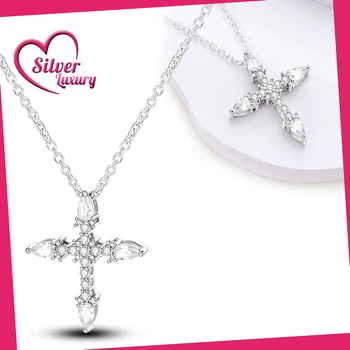 Svieti Husté Kríž Náhrdelník pre Ženy 925 Sterling Silver Prívesok Náhrdelník Jemné Šperky Darček Výročie Narodenín