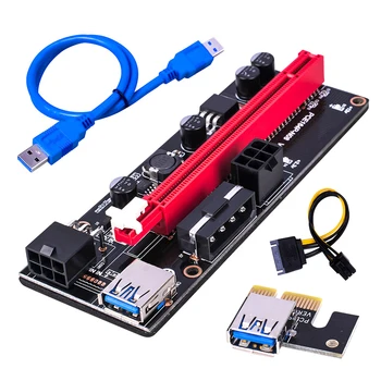 Ver009S USB 3.0 PCIe 1X až 16X Stúpačky Karty Adaptéra SATA 15 kolíkový na Napájací Kábel 6Pin