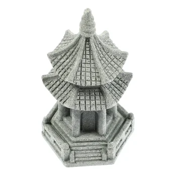 Veľké Šesťhranné Veža Ryby Akvarijné Dekorácie Pagoda Socha Krajiny Model DIY Bonsai Pieskovec Príslušenstvo Mini Záhradka
